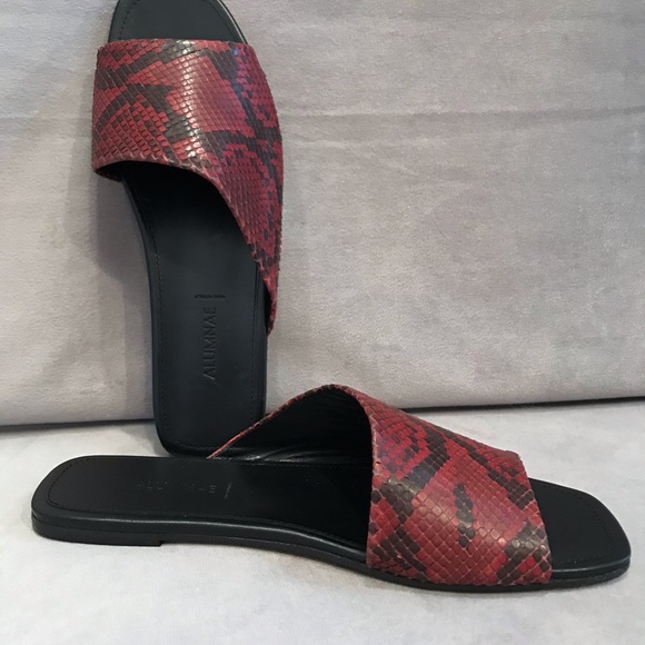 Alumnae Asymmetric Python Chianti Leather Flats - Picture 1 of 7